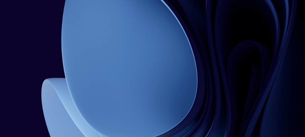 Abstract blue flowing shapes with soft gradients and layered folds, modern professional background.